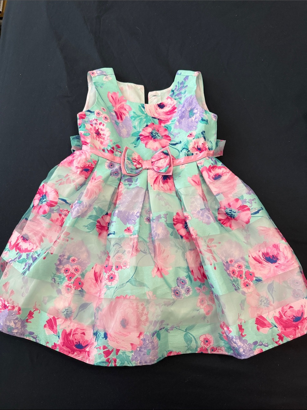 Jona Michelle Mint Green Floral Bow-Accent Girls' Dress
